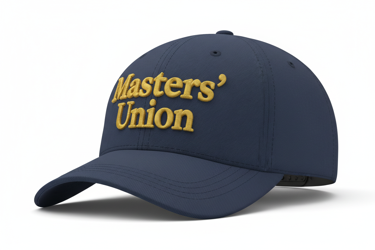 a cap in 3d video Masters’ Union text over the cap
